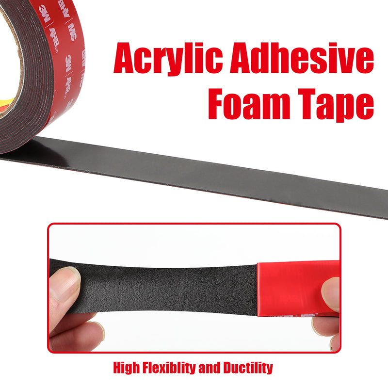 Double Sided Tape Heavy Duty, Waterproof Mounting Foam Tape, 16.5ft Length, 1.57in Width, High Temperature Resistant Adhesive Tape for Car, LED Strip Light, Office Decor, Uses VHB 5952 Raw Material 1.57in x 16.5ft