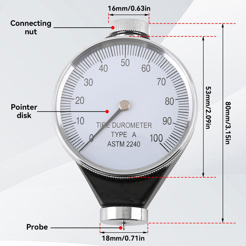 [Australia - AusPower] - Durometer Tester, Rubber Hardness Tester Durometer Hardness Tester Meter for Tires, Leather, Rubber 0-100 HA 