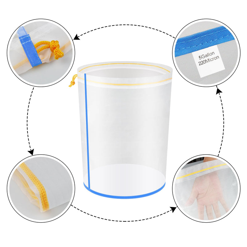 [Australia - AusPower] - Hyindoor Bubble Bags All Mesh 5 Gallon 4 Bags Set Bubble Hash Bag Ice-O-Lator Herbaceous Ice Essence Extractor Kit with Press Strainer and Carry Bag for Herb Extraction and Production of Hash 5 Gallonen 4 Beutel 