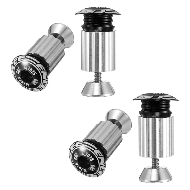 HARFINGTON 2 Pair Bike Handlebar End Plugs Aluminum Bar End Caps 18-20mm Adjustment Expanding Locking with Screw for MTB Road BMX Fixed Gear Bike, Black