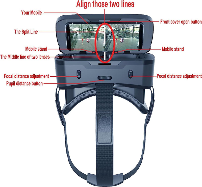 [Australia - AusPower] - Cell Phone VR Headset Virtual Reality Headsets VR Headsets Virtual Reality Glasses VR Glasses VR Goggles for TV Movies Video Games Compatible with iOS, Android Support 4.7” to 7.3” Mobile Screen(B95) B95_1 