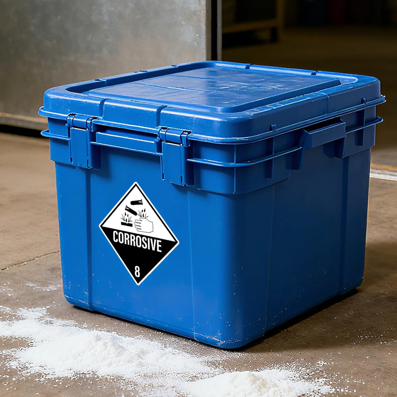 500 PCS Hazard Class 8 Corrosive Labels 4 × 4 Inches Vinyl Removable Self Adhesive DOT Hazmat Compliant Stickers Packages Safety Label for Packing Shipping Transportation