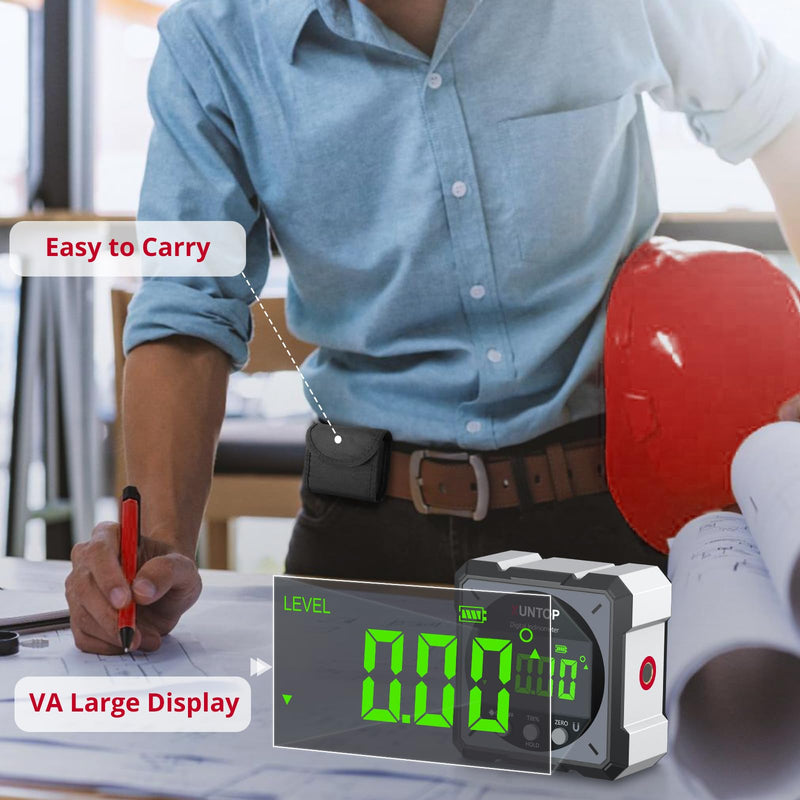 [Australia - AusPower] - USB Charging Digital Level Box Angle Finder with Laser (Level 2), 4-Side Strong Magnetic Angle Gauge IP54 Waterproof Inclinometer Level, Saving time and Effort Hanging Decorations-Gray Gray 