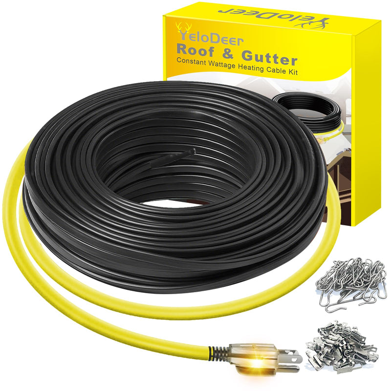 25 FT Heat Tape for Roof and Gutters, Gutter Heater Cable Heat Trace Cable for Snow De-Icing Ice Dam & Pipe Freeze Protection 7W/FT 120V 7 W/FT 25-Feet