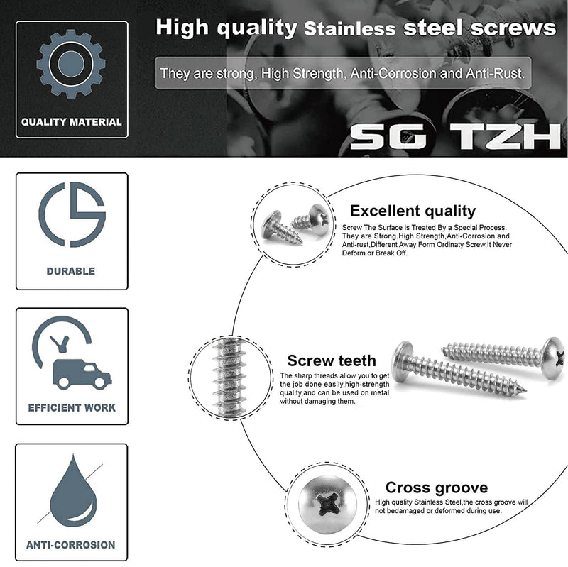 [Australia - AusPower] - #10 x 1-1/4" Wood Screw 100Pcs Truss Head Phillips 18-8 (304) Stainless Steel Fast Self Tapping Screws by SG TZH #10 x 1-1/4" 