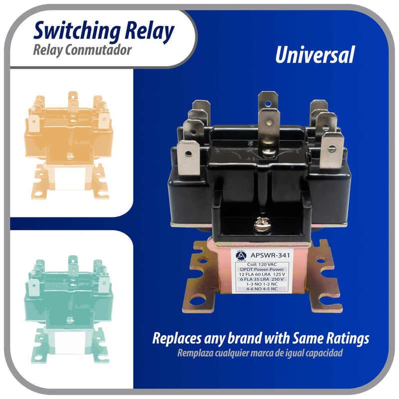 [Australia - AusPower] - Appli Parts APSWR-341 90-341,110 VAC, General Purpose Switching Relay,DPDT, for HVAC Applications and Other General Electrical installations Replaces APSR-341 