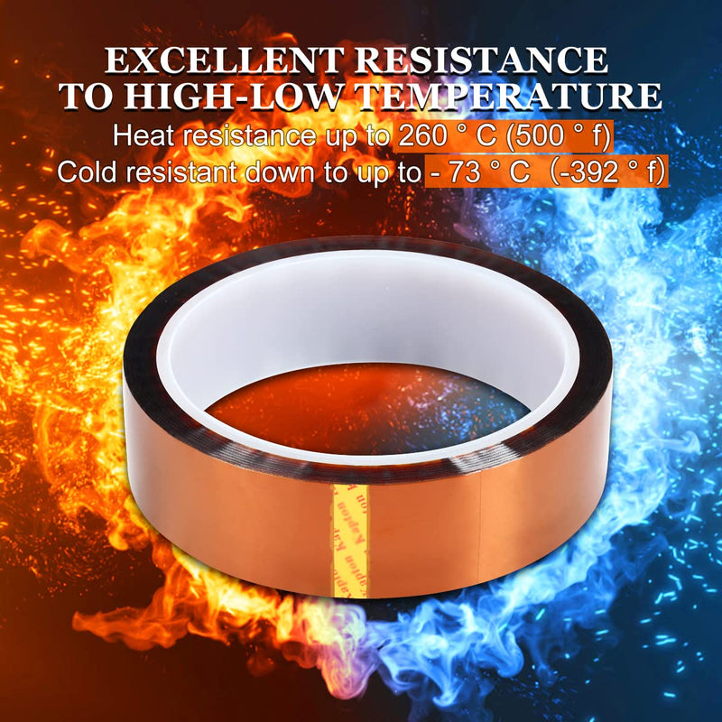 [Australia - AusPower] - Polyimide Film Adhesive Tape High Temperature Tape 1 inch (25.4mm) X 36 Yds,No Residue Heat Resistant Tape for Sublimation, Masking, 3D Printing, Electric Task, Soldering 1"（25.4mm) 2 Rolls 