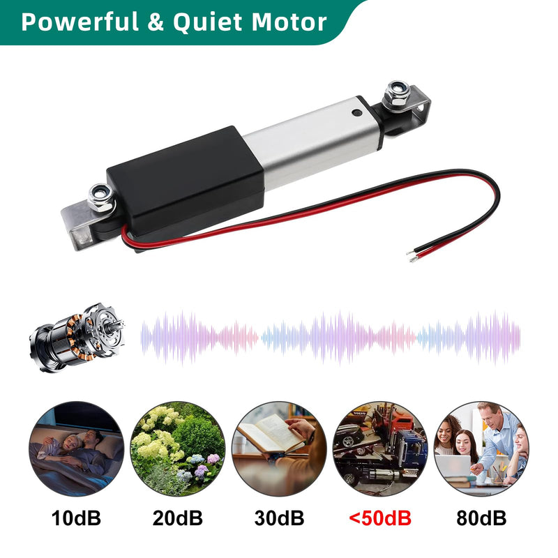 [Australia - AusPower] - Stroke 50mm 120N 2 Inch Mini Linear Actuator 12V Force 28lbs Electric Linear Motion Actuators High Speed 4mm/sec for Robotics,Home Automation with Mounting Brackets 2inch (50mm) 