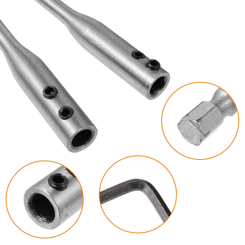 [Australia - AusPower] - 4 Pieces 1/4 Extension Drill Bit Set Wood Spade Drill Bit Extension, 6 and 12 Inches Spade Drill Bit Extension with 2 Pieces Key, Use with High-Carbon Steel Wood Spade Bits 