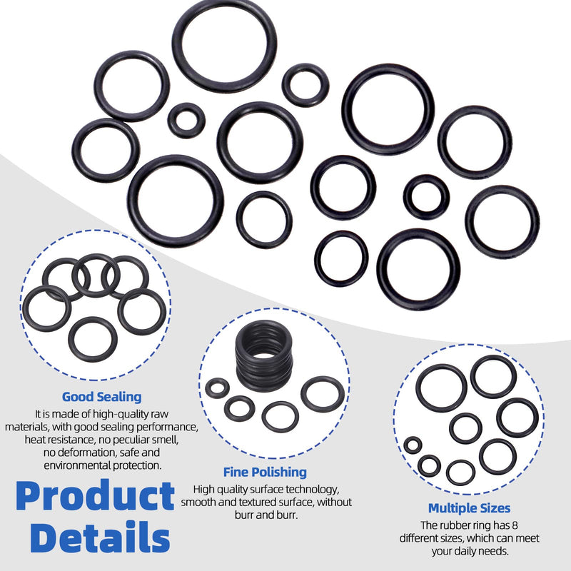 Glarks 499Pcs 8 Sizes Alloy Steel External Retaining Clip Rings Internal Circlips Snap Retaining Rings and Rubber O-Rings with Precision Hook and Pick Assortment Kit, Metric Size