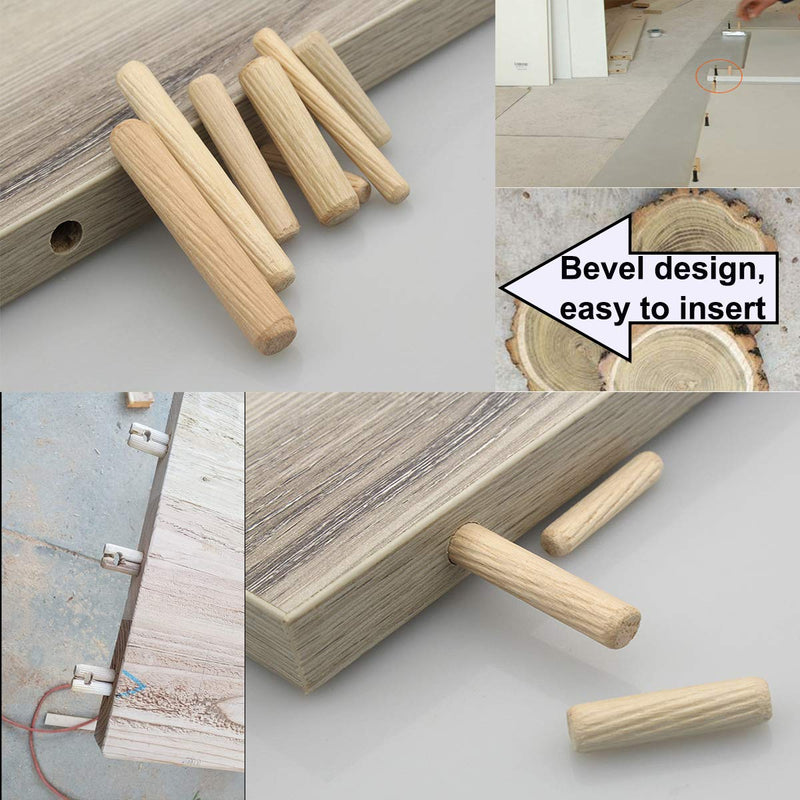 [Australia - AusPower] - smseace 230Pcs Wooden Dowel Pins 1/4" 5/16" 3/8", Fluted Wood Dowels Rods for Crafts, Furniture, DIY Manual 