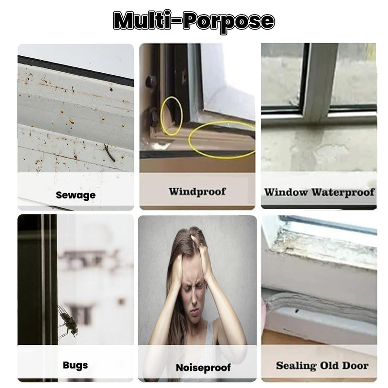 Window Weather Sealing Tape 2 Inch x 33 FT Weather Stripping Residue-Free Clear Window Draft Isolation Sealing Film Caulk Tape for Doors and Shower Glass Gaps Bathroom 2in X 33 FT X 7.87Mils Thickness