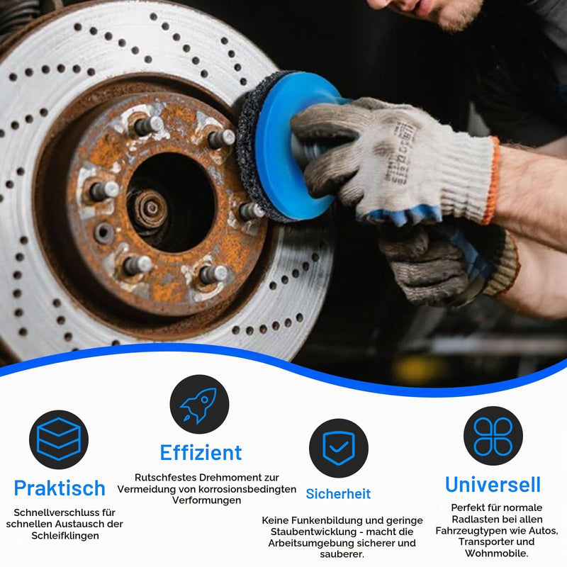 Wheel Hub Grinder Car with 1/2 Inch Impact Wrench, 2 Sanding Discs | 90-150 mm car wheel hub brush set wheel hub cleaner for car workshops and DIY 1/2 inch square drive