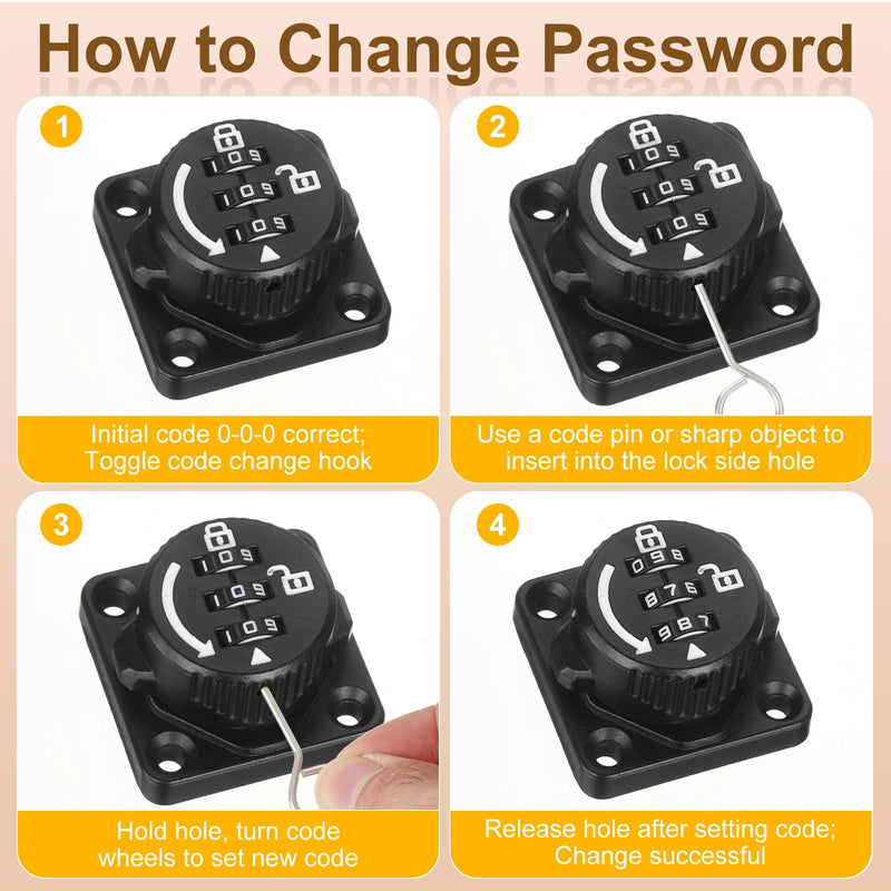 PATIKIL Password Rotary Hasp Locks (5", Black) (2Pcs), Keyless 3-Digit Cabinet Locks with Combination Security Slide Latch, Suit for- Door/Closet/Barn/Bathroom/Outdoor/Garden 5 Inch
