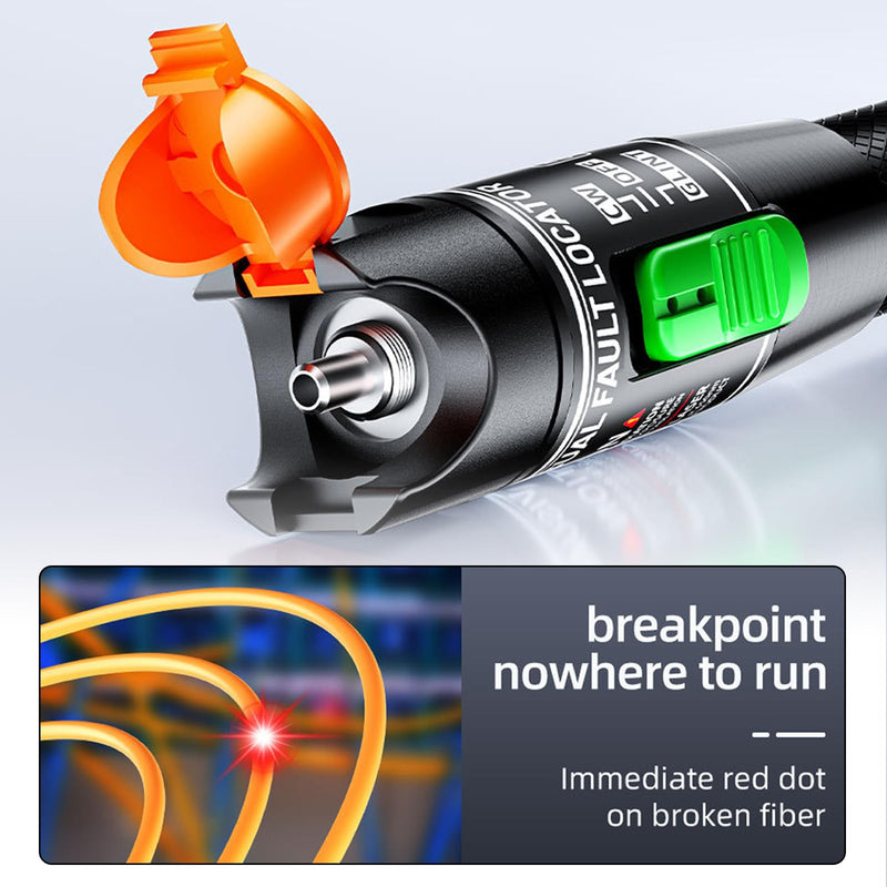Visual Fault Locator 30 km, Fibre Optic Cable Tester, VFL Test Kit Includes Single Mode 2.5 mm FC Male to LC Female Adapter for Network Cable Tester, LC/FC/SC/ST Interface