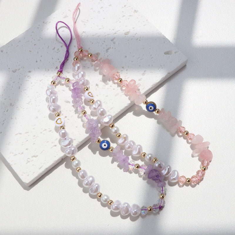 [Australia - AusPower] - Evil Eye Phone Charm Strap Cell Phone Lanyard Phone Charms Strap Beaded Phone Charms Evil Eye Phone Lanyard Crystal Phone Strap Evil Eye Phone Chain Preppy Phone Charm Kawaii Phone Keychain Violet 