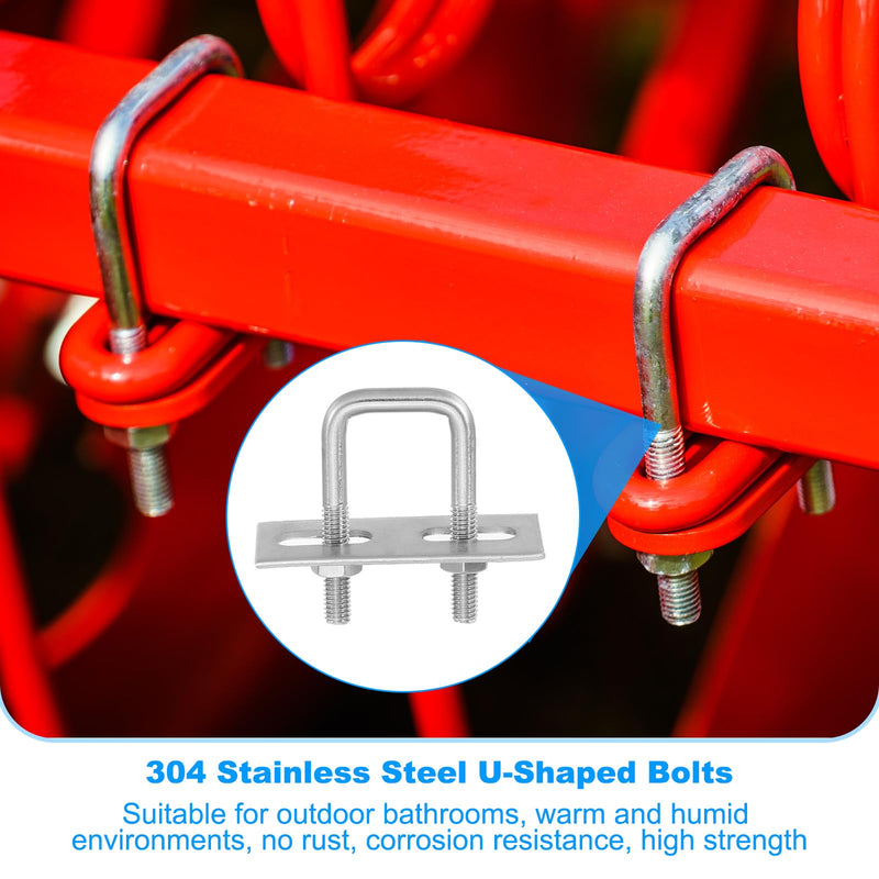 [Australia - AusPower] - PATIKIL M6x30x50mm Square U-Bolts Kit, 2Set 304 Stainless Steel Square U Shaped Bolts Replacement Parts with Frame Plates and Nuts for Ski Board Sailboat Trailer M6*30*50mm 