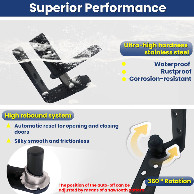 Upgraded Saloon Door Hardware, Self-Return Double Swing Hinge, Gravity Hinge - Heavy Duty Black 304 Stainless Steel, 110Lbs Black-1 Set