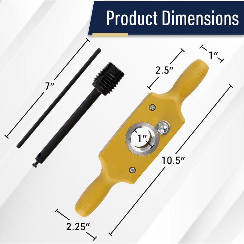 Tap and Die Set - 1 Inch Jig Dowel Thread Tap Kit Cuts Male and Female Wooden Threads with Two-Handed Thread Box, Bottoming Tap, Steel Cutters and Aluminum Wear Fittings by Kings County Tools 1 In.