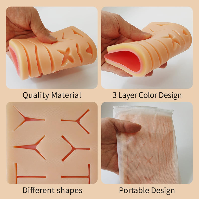 [Australia - AusPower] - 3 Pcs Suture Pad 3 Layer Suture Practice Pad with Wounds Suture Practice Kit, Hard to Rip, Tear or Break for Medical and Vet Students Veterinarian Nurses Training and Practice 