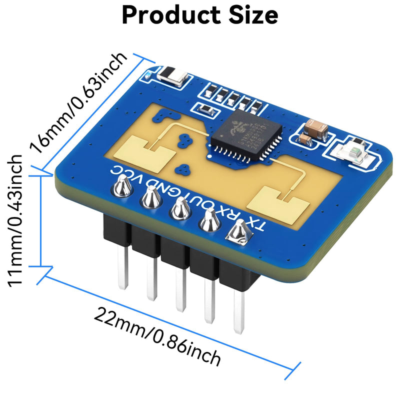 [Australia - AusPower] - 4pcs LD2410C Sensor Module HLK-LD2410 Human Presence Sensors 24GHz ISM Band Millimeter Wave Radar Sensor Non Contact Serial Port IO Level Output 4 