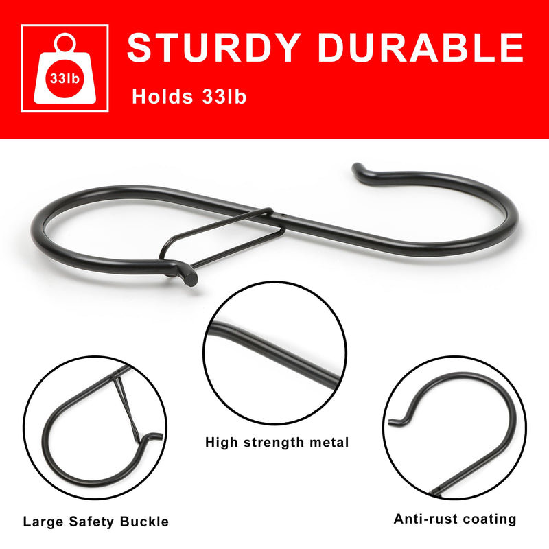 [Australia - AusPower] - 6 Pack 5 Inch S Hooks for Hanging, Heavy Duty S Hooks with Safety Buckle, S Shape Hooks for Hanging Kitchen Utensils, Pots and Pans, Cups, Plants, Clothes and Bags, Black 6 Pack 