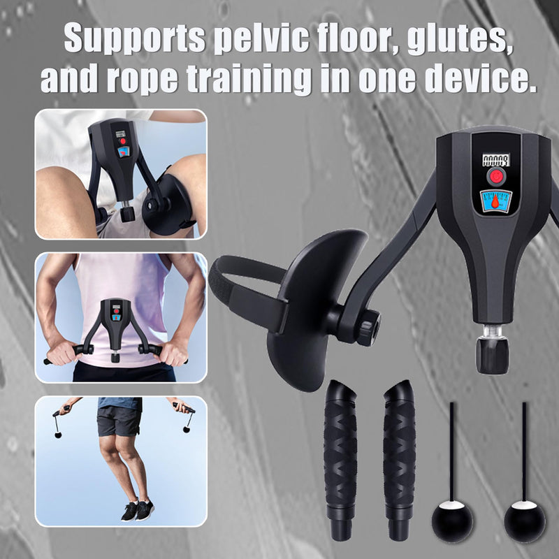 Thigh Trainer Pro 0-132 lbs Adjustable Resistance, Inner Thigh & Pelvic Floor Kegel Exerciser with Arm Workout Handles & Wireless Jump Rope for Home Fitness for Women & Men Black
