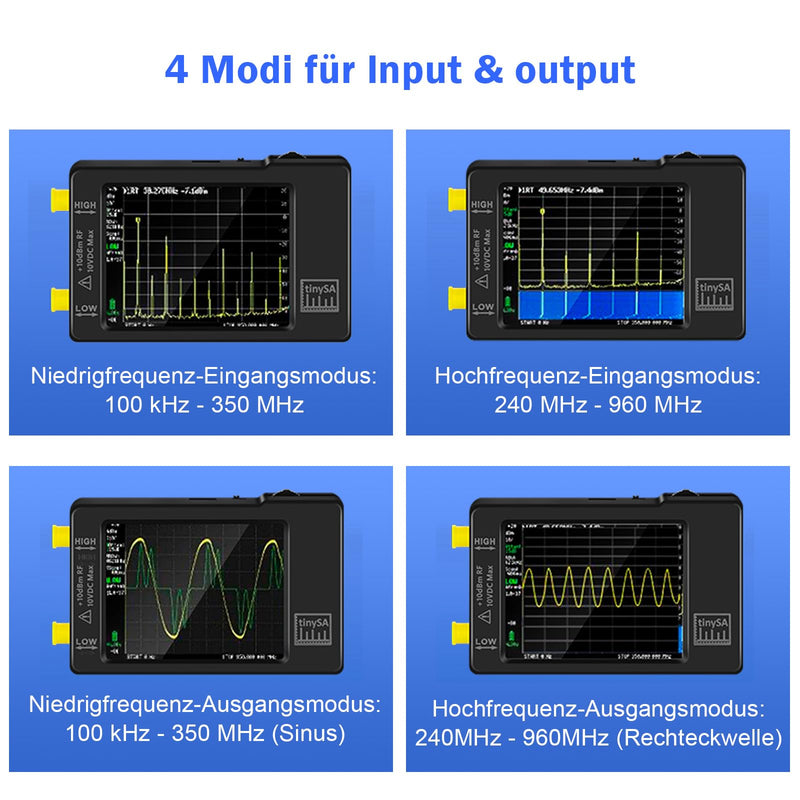 [Australia - AusPower] - AURSINC TinySA Spektrumanalysator Handheld, V0.3.1 2,8 Zoll Touchscreen, 2-in-1 Signalgenerator 100 kHz-960 MHz MF/HF/VHF UHF-Eingang, ESD-geschützte Funktion 