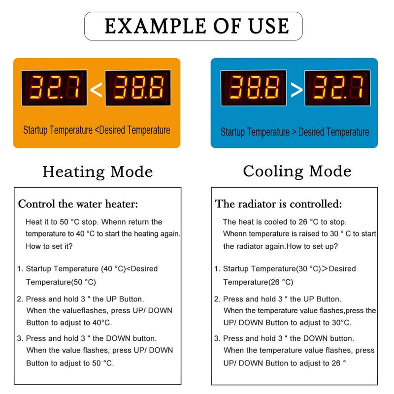 ARCELI Digital LED Temperature Controller Module, XH-W3001 Thermostat Switch with Waterproof Probe, Programmable Heating Cooling Thermostat (12V)