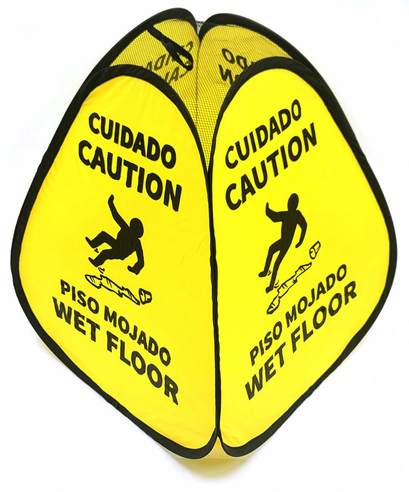 [Australia - AusPower] - Kraken Sign Co - EXTRA LARGE Pop-up Signs, Yellow 4-Sided English/Spanish Warnings, Pop-up Caution Wet Floor Sign 25 inch for Restaurant, Commercial and Industrial Safety (2 Pack) 2 Pack 