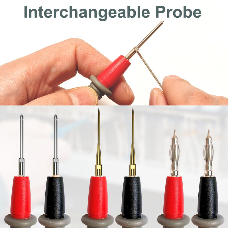 [Australia - AusPower] - Multimeter Automotive Test Leads Kit with Soft Carrying Case Wire Piercing Clip Puncture Probes Wire Replaceable Precision Sharp Probes for Digital Electrical Multimeter Testing 