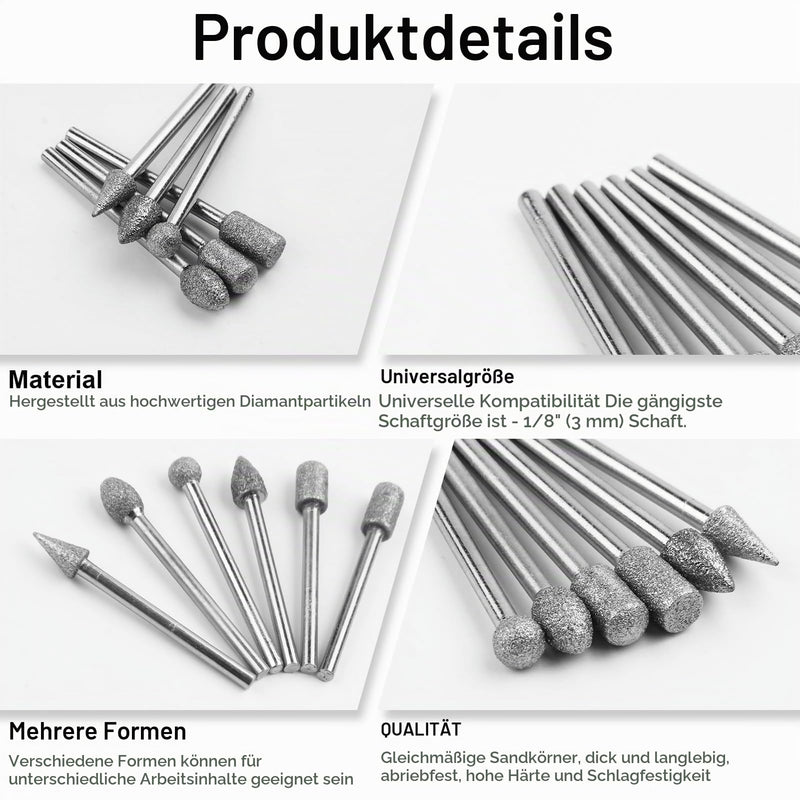 20-Piece Diamond Cutter Set, Diamond Burr Grinding Pins, Compatible with Dremel, Polishing and Accessory Set, 1/8 Inch Shank Diamond Cutter, Rotary Tool Kit for Engraving, Ceramics