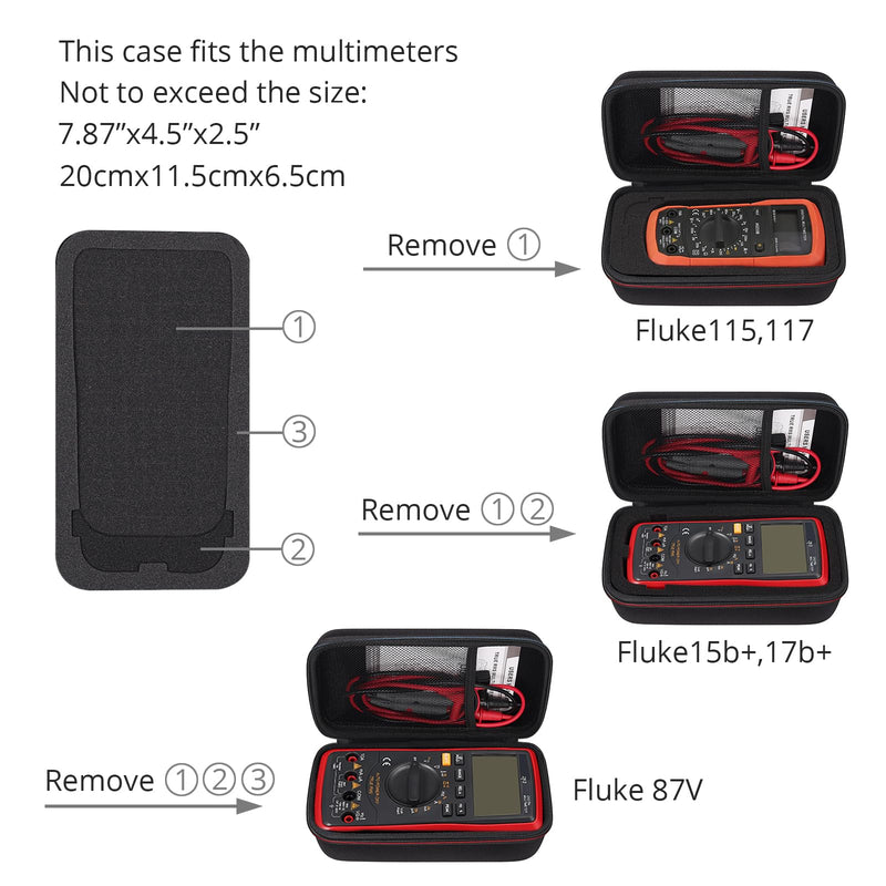 [Australia - AusPower] - Neoteck Multimeter Carrying Case Portable Digital Multimeter Storage Bag Compatible with Klein,AstroAI,KAIWEETS,Fluke 117/115/116/114/113 87V 88V F15B+F17B+F18B+/F117C/F17B+/F115C,Crenova,Etekcity,etc 