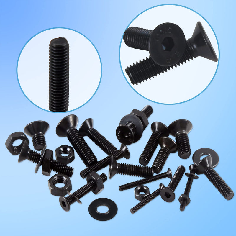 [Australia - AusPower] - newlng M2 M3 M4 M5 Socket Head Screws Set Carbon Steel Black Flat Head Hexagon Bolts and Nuts Washers Set 1065pcs Countersunk Head Screw & Bolt Assortment Sets with Spanner for Home Industrial M2345-3 