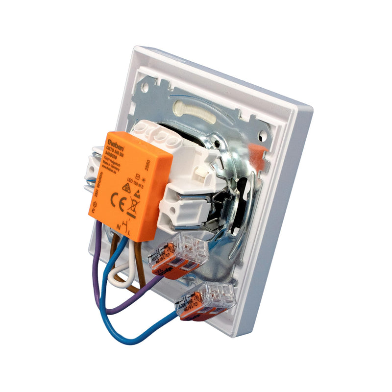 Theben 5400030 OKTO 540 BN Mini Flush-Mounted Push Switch Silent | Ultra-compact 32.7 x 26.6 x 9.6 mm, 150 W LED, pre-assembled cable, 0.2 W stand-by, zero crossing circuit