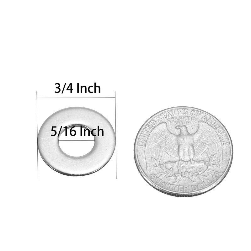 [Australia - AusPower] - 5/16" x 3/4" Stainless Fender Washer,18-8 (304) Stainless Steel Flat Washer,0.337" ID x 0.74" OD x 0.069" Thick(80Pcs) 