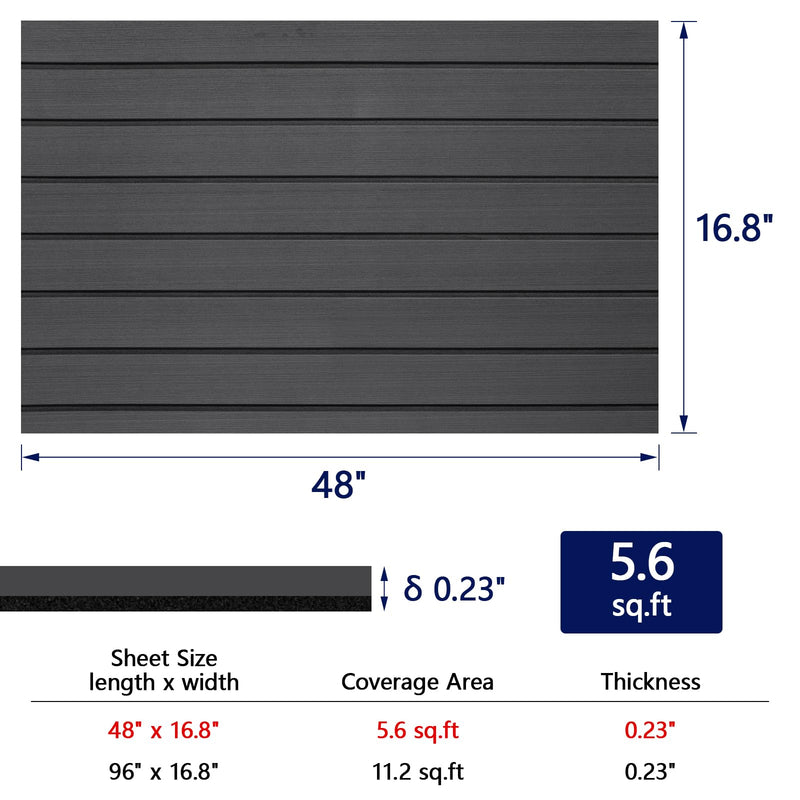 EVA Foam Boat Flooring 96"x16.8", 48"x16.8" Self-Adhesive Sea Deck Flooring, Non-Slip Traction Marine Decking Sheet Mat for Pontoon, Jon Boat, Kayak, Surfboard & Rubber Boat,Camo/Brown/Gray Dark Gray 48''x16.8''-5.6sqft