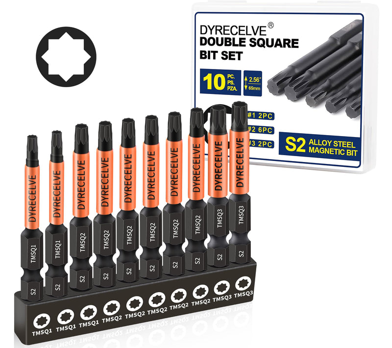 [Australia - AusPower] - 10-Pack 8 Point Star Bit - Professional 8 Point Torx Bit (Magnetic Heads & Hex Shank) - Double Square Bit Set Made of Premium S2 Alloy Steel - 8 Point Star Bit for Trailer - Sizes #1, 2 and #3 Blue 