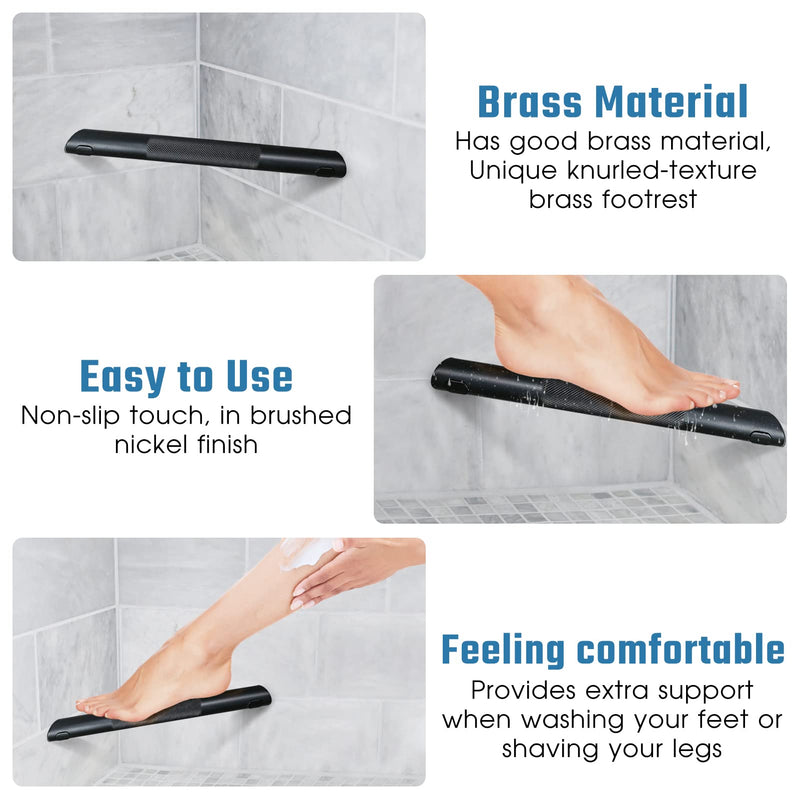 Shower Foot Rest Bar,Corner Shower Footrest for Shaving Legs,Non-Slip Knurled Brass Bar Shower Step Foot Ledge,Matte Black Matte Black