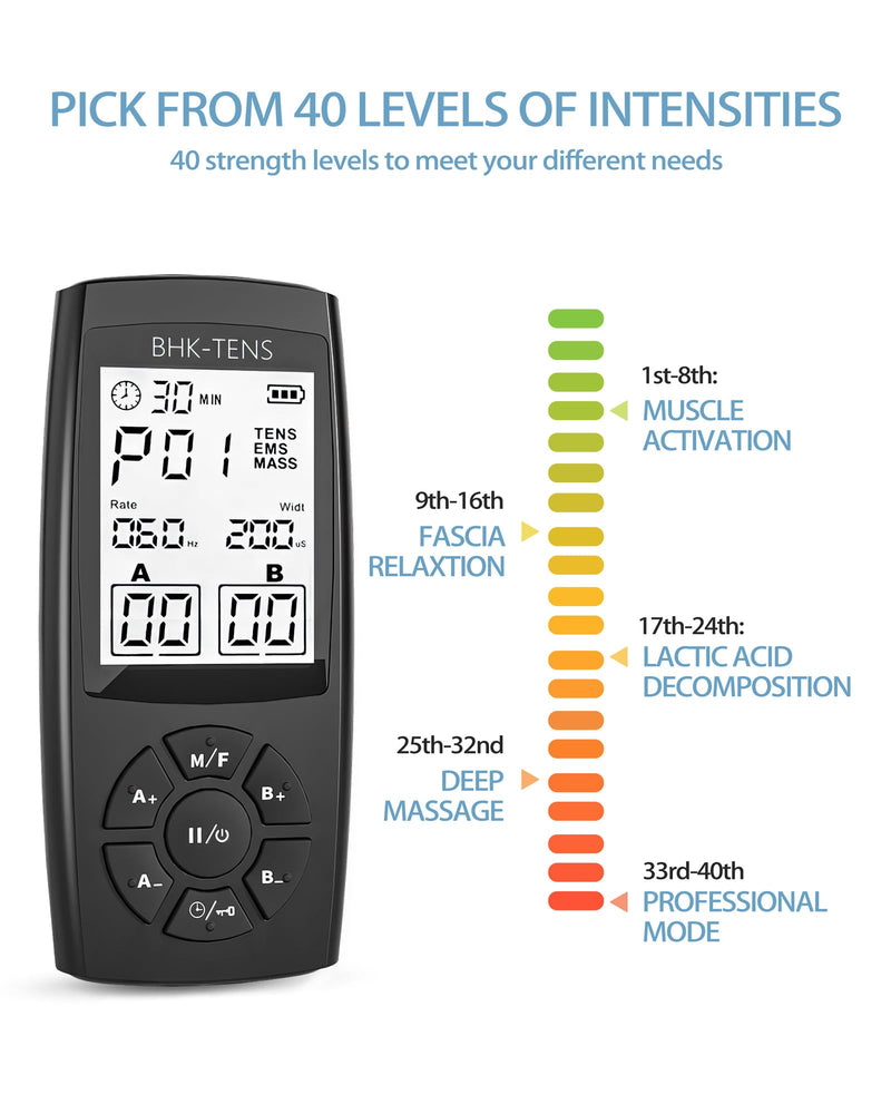 [Australia - AusPower] - TENS Unit Muscle Stimulator for Pain Relief Therapy, 22 Modes EMS TENS Machine, Electronic Muscle Relaxer for Shoulder Pain Relief, Back Pain, Shoulder Neck Pain Relief Black 