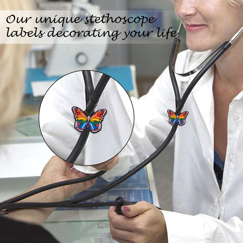 [Australia - AusPower] - 8 Pcs Butterfly Stethoscope Charms Personalized Stethoscope Accessories Gifts for Nurse Graduates Doctor Surgeons Veterinarians and Medical Assistant(Butterfly) 