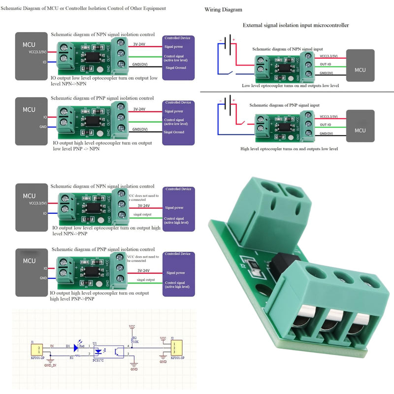 The Lord of the Tools 4X 1 Channel PC817 Optocoupler Isolation Module (3-5V) Suitable for Signal Isolation of Photoelectric Insulators