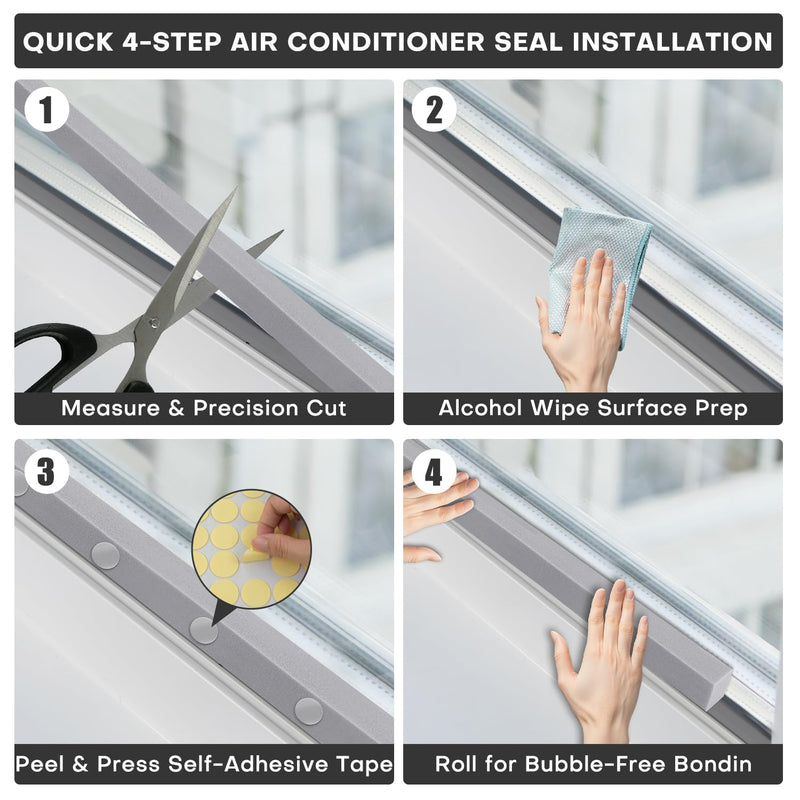 [Australia - AusPower] - AC Window Seal Kit with Adhesive - 2Pcs Gray Foam Insulation Strips 2"x1"x6.5Ft,Air Conditioner Foam for Window Units, Energy Saving & Dustproof 2''x1''x6.5ft-2pcs 