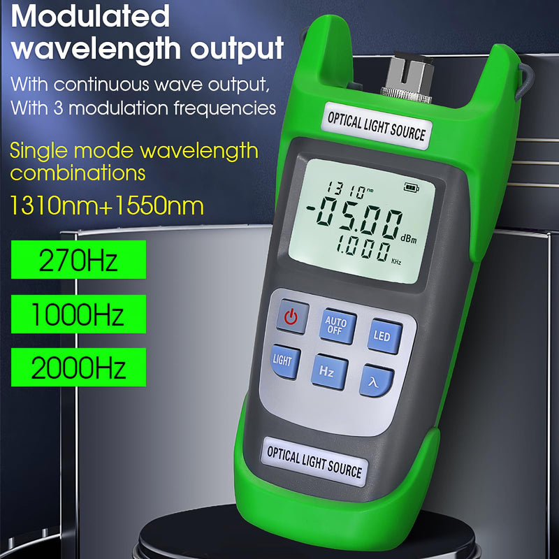 [Australia - AusPower] - A-D1315 Optical Light Source, Optical Fiber Tester Single Mode Dual Wavelength 1310nm 1550nm 270Hz 1000Hz 2000Hz SC/FC/ST/LC Interface Fiber Optic Light Source with LED Lighting with LC Adapter 