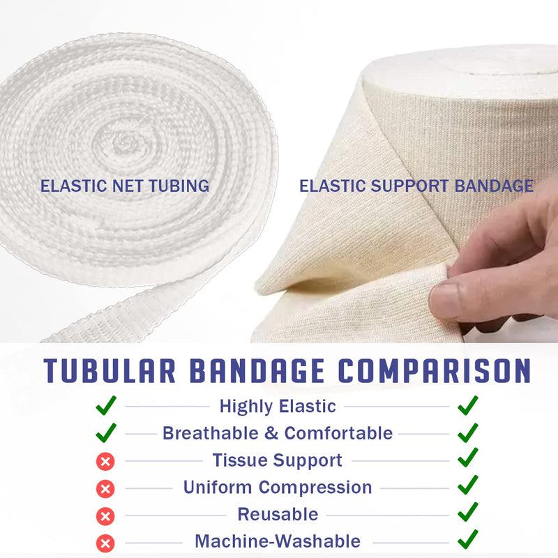 [Australia - AusPower] - EVERLIT Elasticated Tubular Support Bandage | Stockinette Tubing for Large Arm, Knees, Legs | Light to Moderate Compression Bandage Roll for Tissue Support (Size F | 4" x 11 yd) Size F | 4" x 11 yd 