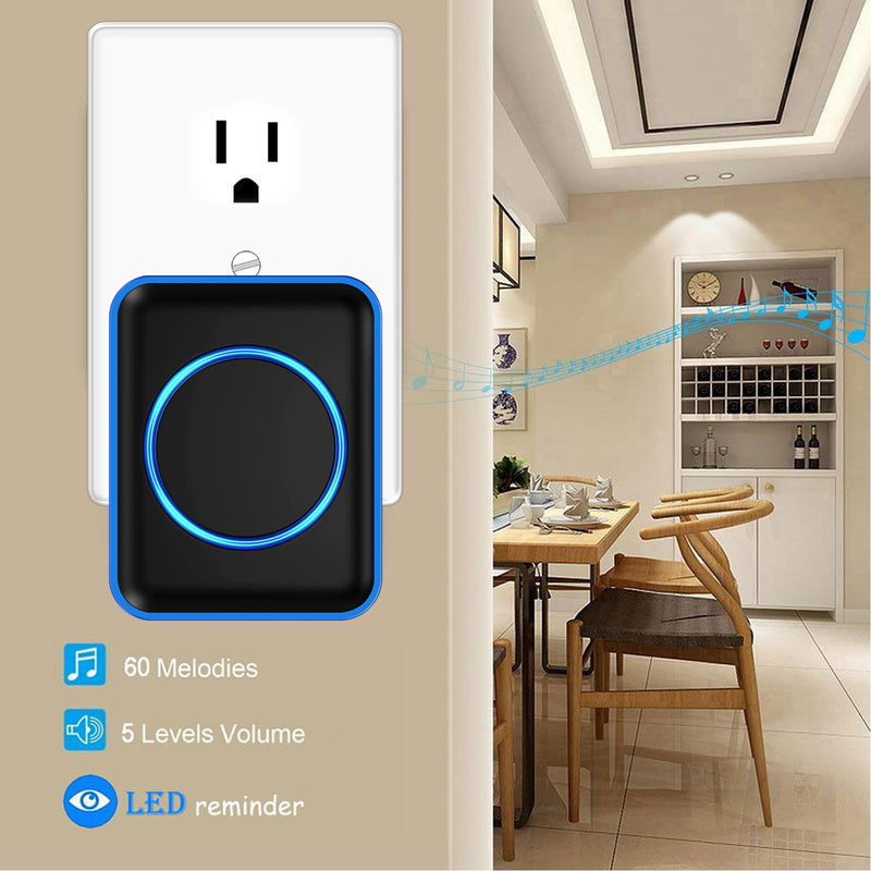 Caregiver Pager, FullHouse Wireless Call Button 1000+ Feet, SOS Alert Nurse Calling Elderly Fall Help System for Patient/Disabled Monitoring at Home, IP55 Waterproof 1 Call Button + 1 Plug-In Receiver Black