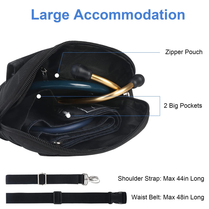 [Australia - AusPower] - BOVKE Nurse Fanny Pack with Medical Gear Pockets, Tape Holder, Medical Bag Nurse Waist Pouch Organizer with Utility Storage for Stethoscopes, Bandage Scissors and other Emergency Supplies, Black 