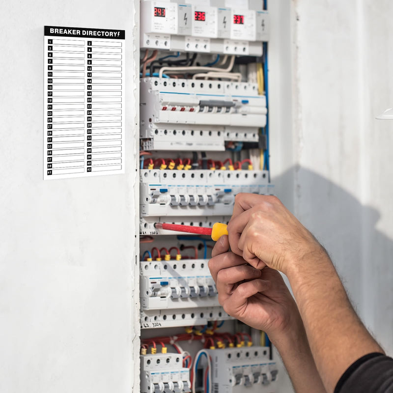 15 Sheets Breaker Panel Labels, Includes 10 Breaker Directory Stickers and 5 Number Stickers Waterproof Durable Self-Adhesive Electrical Panel Labels (Black)