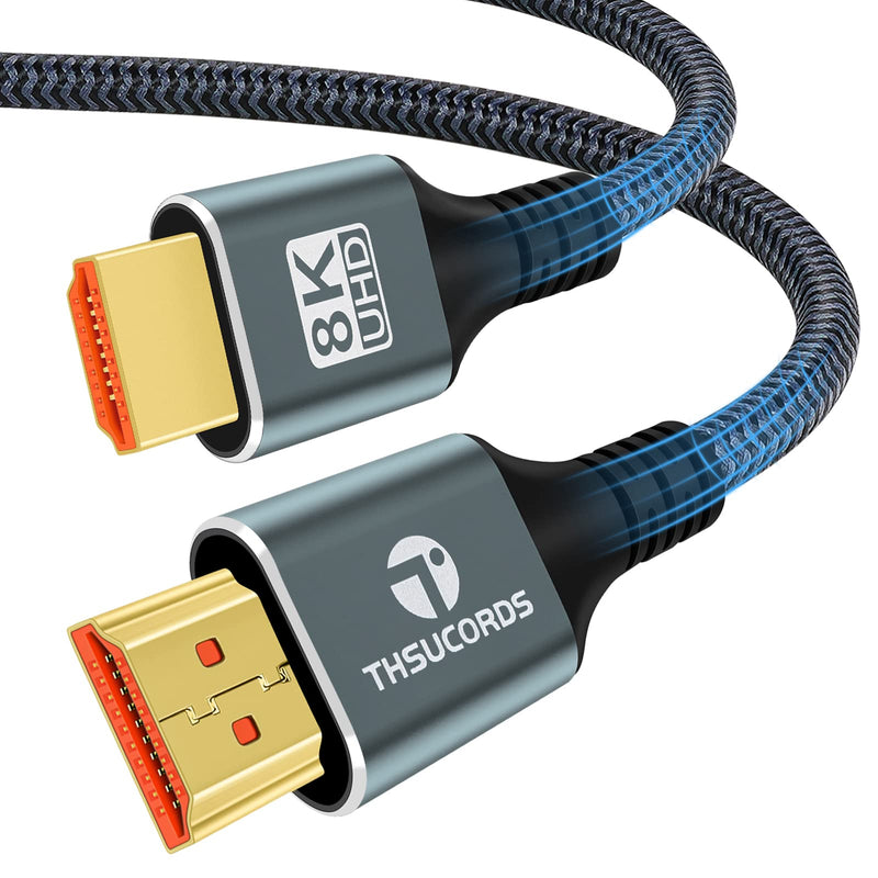 Thsucords 8K 4K HDMI Cables 15FT 2 Pack, High Speed Braided HDMI to HDMI 2.1 Cord Supports 8K@60Hz, 4K@120Hz 144Hz 48Gbps Compatible with Roku TV/PS5/HDTV/Blu-ray 2-PACK