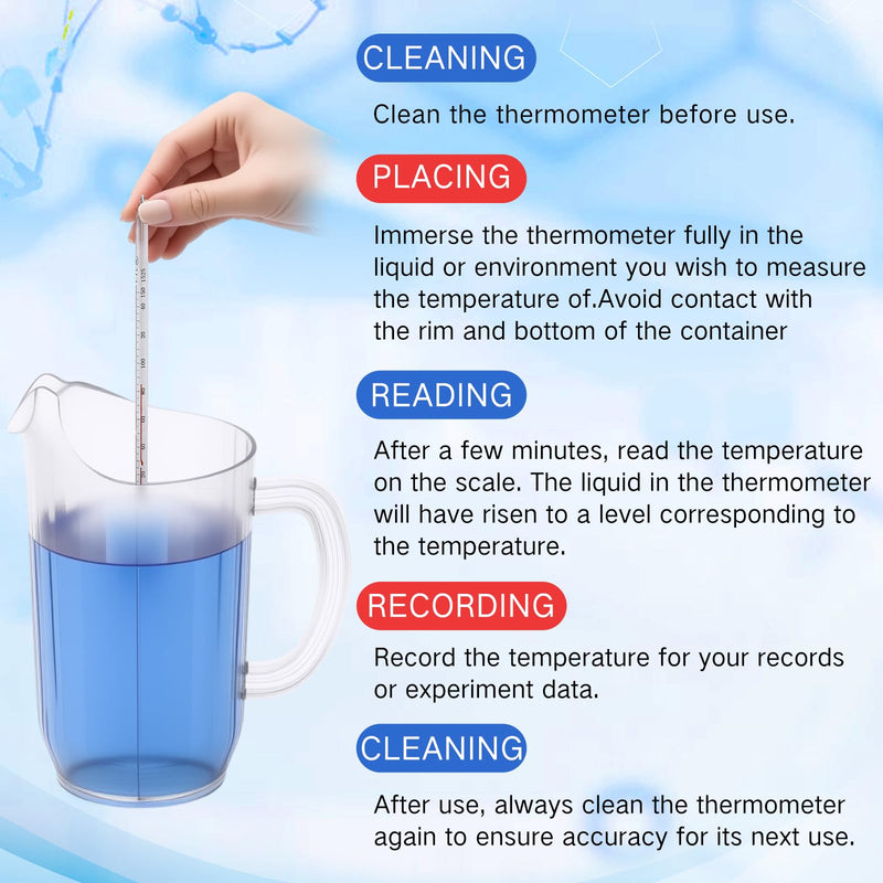 [Australia - AusPower] - General Purpose Lab Thermometer 12 Inch Total Immersion Glass Liquid -20 to 150℃ Liquid in Glass Thermometer for Laboratories Universities Food and Beverage Processing Clear -20 to 150 ℃ 